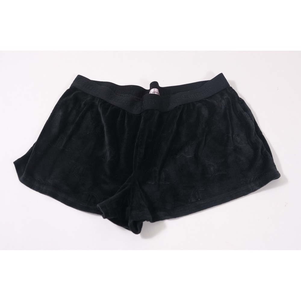 Juicy Couture Shorts Women M Black Sleepwear Velour Monogram Logo Style 1751-47